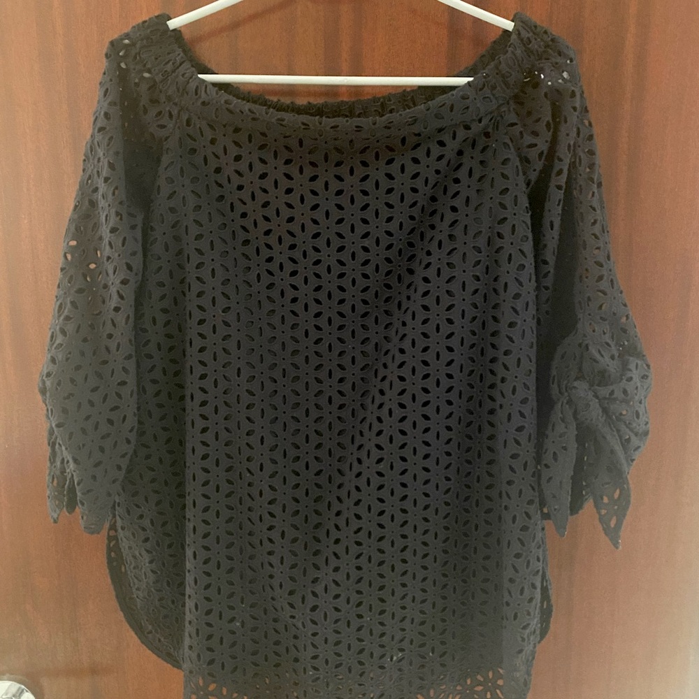 Tibi Off Shoulder Black Shirt